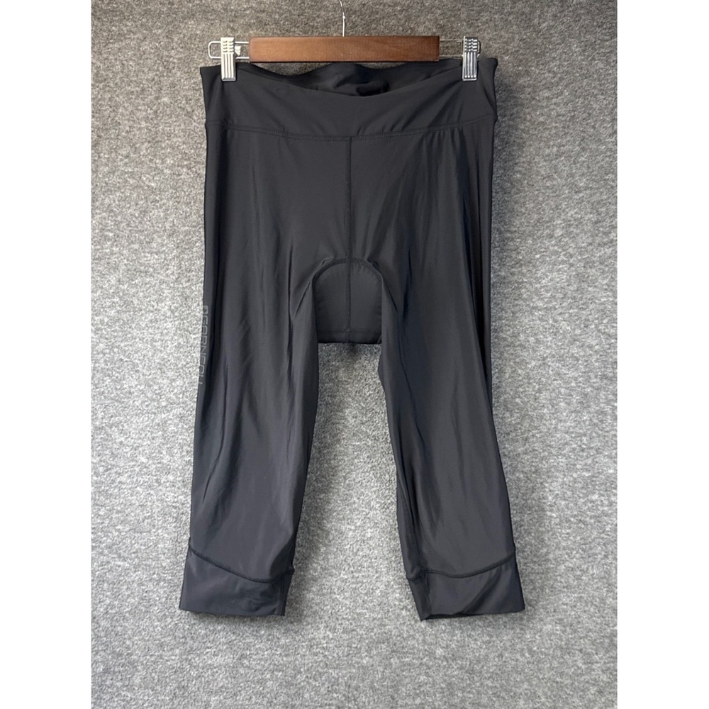 Garneau Cycling Capris Knickers Womens Large Black Padded Coolmax Silver Cropped